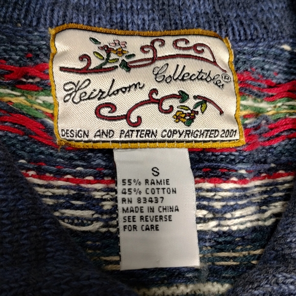 VTG Heirloom Collectibles Full Zip Cardigan Small Cozy Cabin Fair Isle Knit - Picture 2 of 7